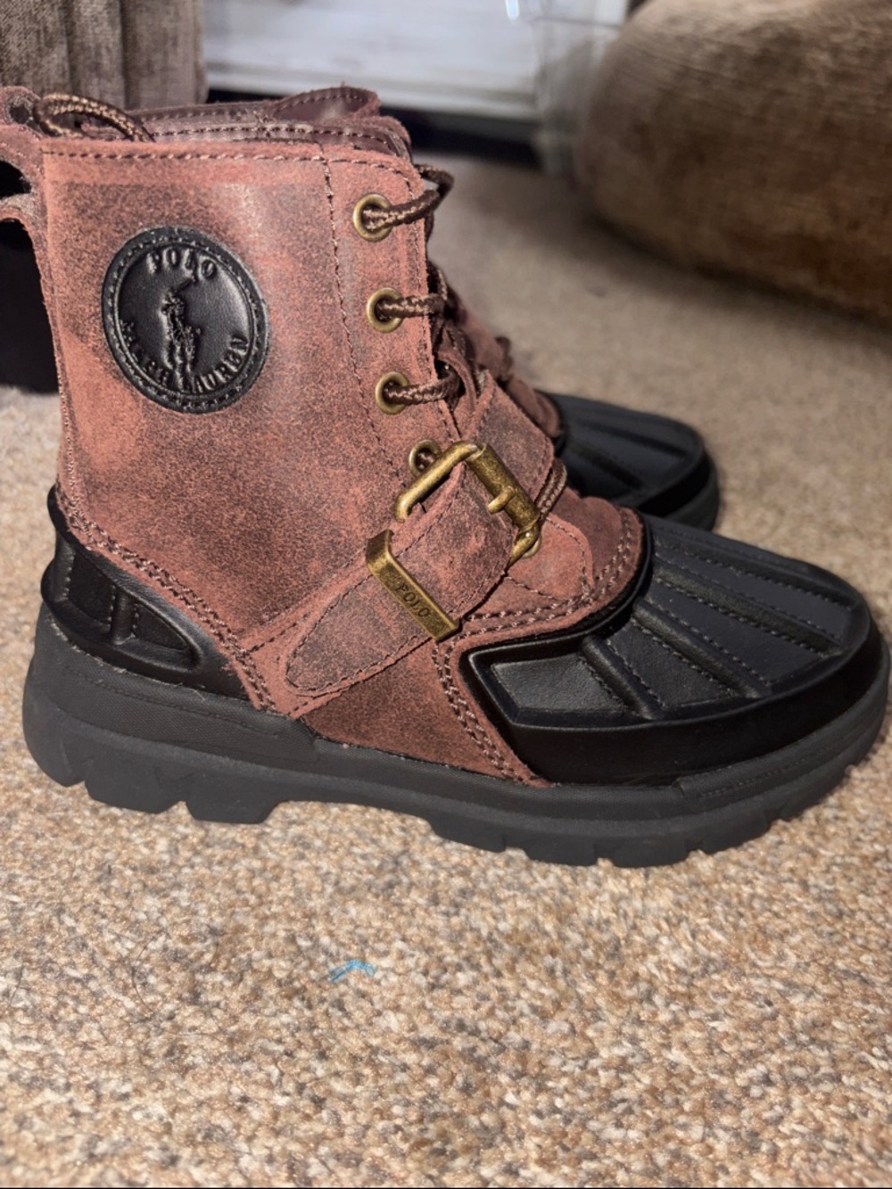 Polo by Ralph Lauren Brown and Black Kids Duck Boots